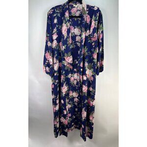 Victoria's Secret Maxi Blue Kimono Robe Gold Crown Sz Small VTG
